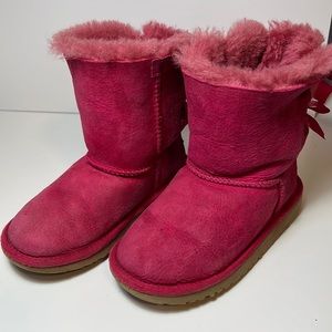 Girls UGG boots! Pink ribbon tie back